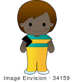 #34159 Clip Art Graphic of a Bahamian Girl Dressed in Cultural Bahamas Flag Clothes by Maria Bell