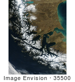 #35500 Geography Stock Photo Of The Strait Of Magellan Chile As Seen From Space