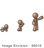 #36016 Clip Art Graphic of a Brown Guy Character Growing From a Baby to a Man by Jester Arts