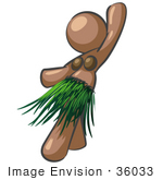#36033 Clip Art Graphic of a Brown Lady Character Hula Dancing by Jester Arts