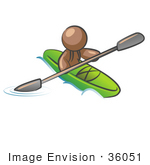 #36051 Clip Art Graphic of a Brown Guy Character Kayaking by Jester Arts