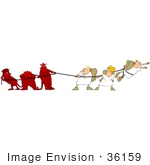 #36159 Clip Art Graphic Of A Group Of Devils Battling With Angels During Tug Of War