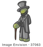 #37063 Clip Art Graphic Of An Olive Green Guy Character As Abraham Lincoln