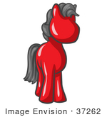 #37262 Clip Art Graphic of a Red Pony by Jester Arts