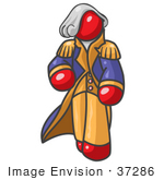 #37286 Clip Art Graphic Of A Red Guy Character As George Washington