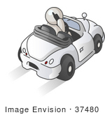 #37480 Clip Art Graphic of a White Guy Character Talking on a Phone and Driving by Jester Arts