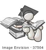 #37504 Clip Art Graphic of a White Guy Character Graduate Reading by Jester Arts