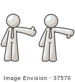 #37570 Clip Art Graphic Of A White Guy Character Giving The Tumbs Up And Down
