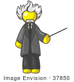 #37850 Clip Art Graphic of a Yellow Guy Character as Einstein by Jester Arts