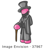 #37967 Clip Art Graphic of a Pink Guy Character as Abraham Lincoln by Jester Arts