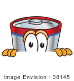#38145 Clip Art Graphic Of A Battery Mascot Character Peeking Over A Surface