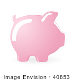 #40853 Clip Art Graphic Of A Ceramic Piggy Bank’S Profile