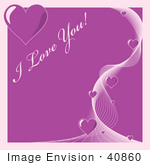#40860 Clip Art Graphic Of A Swirl Of Purple Hearts On A Background With I Love You Text