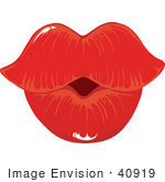 #40919 Clip Art Grapic Of Woman’S Puckered Lips In Red Lipstick
