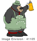 #41105 Clip Art Graphic Of An Oktoberfest Bear Toasting With A Beer Stein