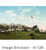 #41126 Stock Photo Of A Flag Outside The Governor’S Residence In Nassau Bahama Islands