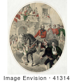 #41314 Stock Illustration Of A Crowd Watching Giuseppe Garibaldi On Horseback In Naples Italy