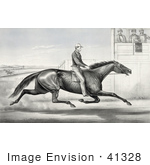#41328 Stock Illustration Of A Man Riding A Horse Billy Boyce Racing Past Judges In Buffalo New York August 1st 1868
