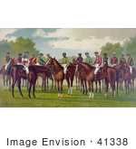 #41338 Stock Illustration Of A Group Of Jockeys On Their Horses