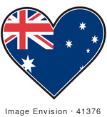 #41376 Clip Art Graphic Of An Australia Heart Flag
