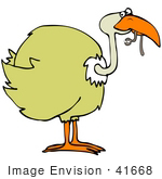 #41668 Clip Art Graphic Of A Yellow Bird Eating A Worm