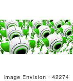 #42274 Clip Art Graphic of Marching Green Cams by Jester Arts