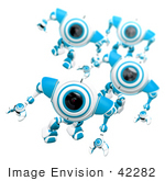 #42282 Clip Art Graphic Of Alert Blue Cams Marching Forward