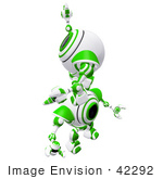 #42292 Clip Art Graphic of a Green Cam Climbing Up On The Back Of Another by Jester Arts