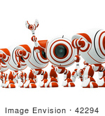 #42294 Clip Art Graphic Of A Happy Red Cam Waving To Someone