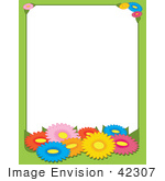 #42307 Clip Art Graphic Of A Colorful Daisy Flower Stationery Border