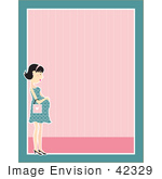 #42329 Clip Art Graphic Of A Pregnant Woman Border