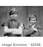 #42336 Stock Photo Of Two Grinning Glassworker Boys Posing With Their Arms Crossed In1909