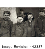 #42337 Stock Photo Of A Group Of Dirty Breaker Boys Working The Coal Mines In 1911