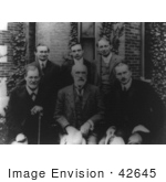 #42645 Black And White Stock Photograph Of Sigmund Freud Granville Stanley Hall Carl Gustav Jung Abraham Arden Brill Ernest Jones And Sandor Ferenczi