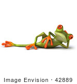 #42889 Royalty-Free (RF) Clipart Illustration of a 3d Red Eyed Tree Frog Relaxed And Reclined by Julos