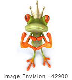 #42900 Royalty-Free (RF) Clipart Illustration of a 3d Red Eyed Tree Frog Prince Making A Heart With His Fingers - Pose 1 by Julos