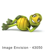 #43050 Royalty-Free (Rf) Cartoon Clipart Of A 3d Turtle Mascot Resting On His Side And Smiling