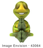 #43064 Royalty-Free (Rf) Cartoon Clipart Of A Zen 3d Turtle Mascot Meditating - Version 3