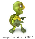 #43067 Royalty-Free (Rf) Cartoon Clipart Of A 3d Turtle Mascot Doing A Happy Dance - Version 4