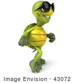 #43072 Royalty-Free (Rf) Cartoon Clipart Of A 3d Turtle Mascot Wearing Dark Sunglasses And Walking