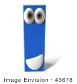 #43678 Royalty-Free (RF) Illustration of a 3d Blue Alphabet Letter I Character With Eyes And A Mouth by Julos