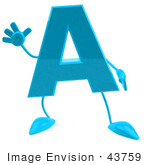 #43759 Royalty-Free (RF) Illustration of a 3d Turquoise Letter A Character With Arms And Legs by Julos