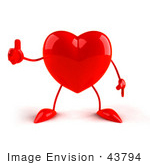 #43794 Royalty-Free (Rf) Illustration Of A Romantic 3d Red Love Heart Mascot Giving The Thumbs Up