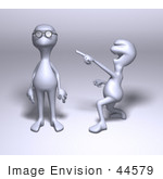 #44579 Royalty-Free (Rf) Illustration Of A 3d Human Like Character Laughing And Teasing Another For Wearing Glasses