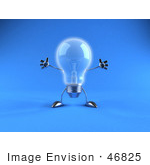 #46825 Royalty-Free (Rf) Illustration Of A 3d Glass Light Bulb Mascot Holding His Arms Out - Version 4