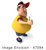 #47094 Royalty-Free (Rf) Illustration Of A 3d Fat Burger Boy Mascot Holding His Thumb Up - Version 2