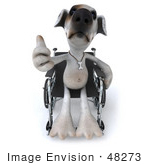#48273 Royalty-Free (Rf) Illustration Of A 3d Jack Russell Terrier Dog Mascot Giving The Thumbs Up And Sitting In A Wheel Chair
