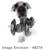 #48279 Royalty-Free (Rf) Illustration Of A 3d Jack Russell Terrier Dog Mascot Weghtlifting With Dumbbells - Version 1