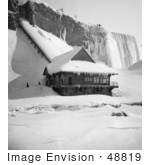 #48819 Royalty-Free Stock Photo Of A Station At Foot Of Incline At The American Falls In The Winter Niagara Falls