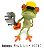 #49510 Royalty-Free (Rf) Illustration Of A 3d Red Eyed Tree Frog Contractor Wearing A Hard Hat And Holding A Wrench - Version 3